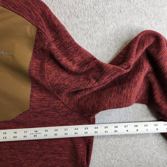 Eddie Bauer Sweater Mens L Red Heathered 1/4 Zip Pullover Fleece Hiking Trails - Picture 7 of 11